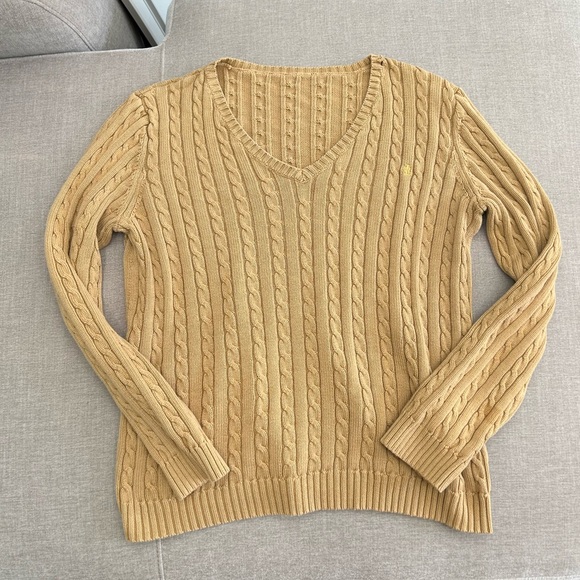 Ralph Lauren Sweaters - ralph lauren cable knit v neck gold sweater